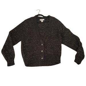 TOI - L Cardigan - Metallic Knit - Button Sweater Cardigan -Vintage 80s/90s-EUC
